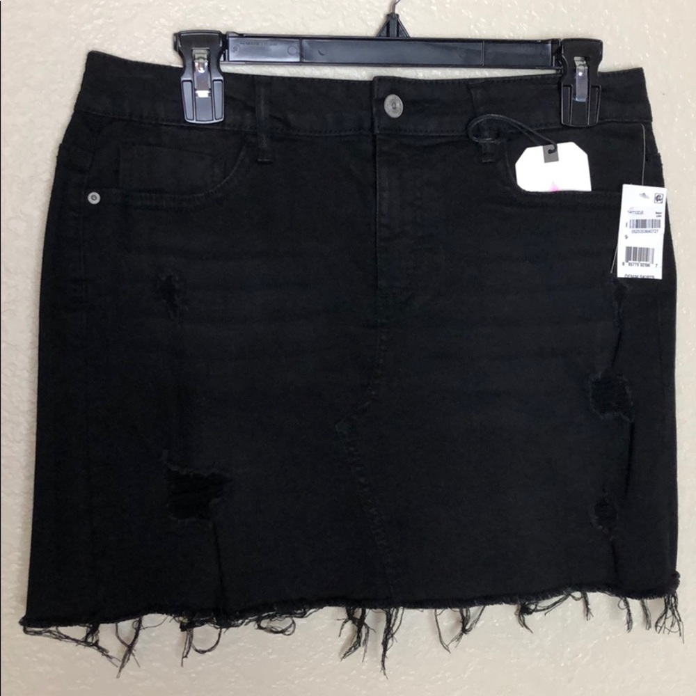 Distressed Black Mini Skirt